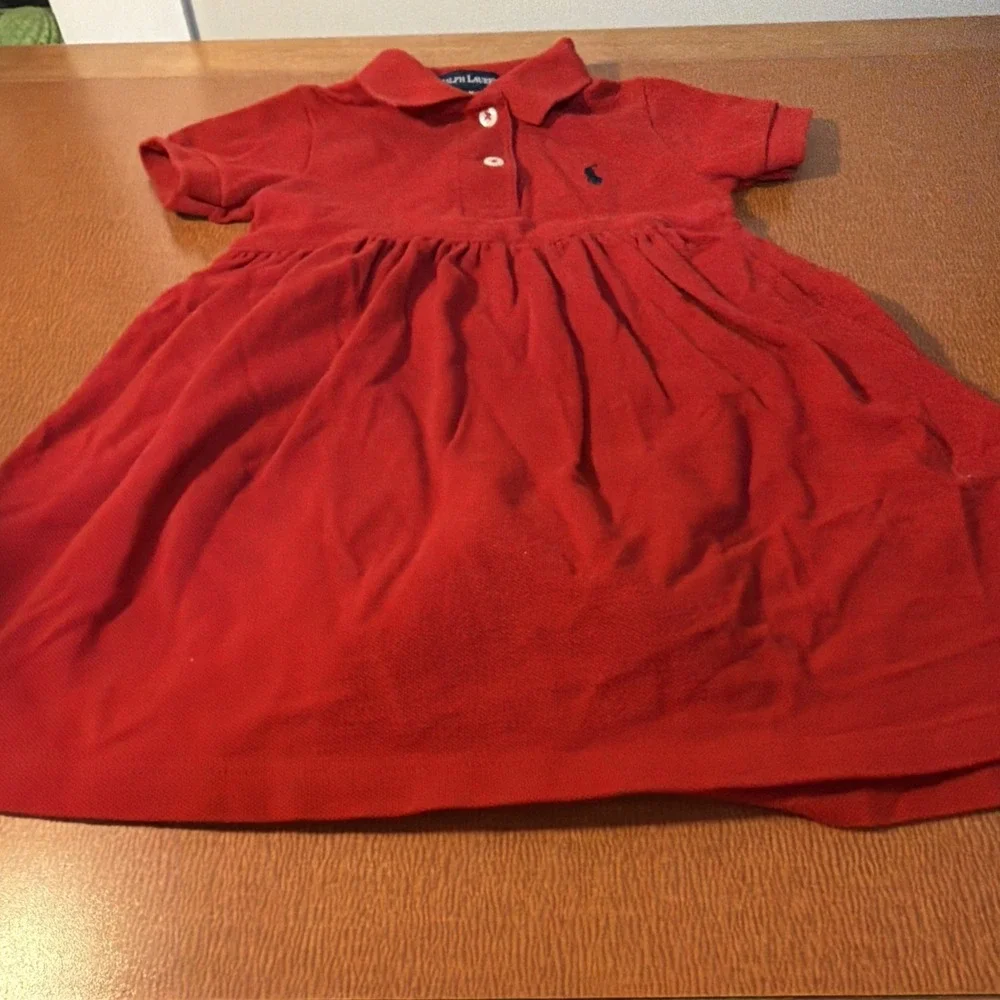 Ralph Lauren 6-12 Mo Short Sleeve Red Polo Collared Dress EUC‎
